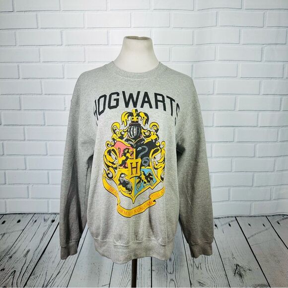 Harry Potter Heather Gray Hogwarts Crest Sweatshirt - Size Medium - Picture 3 of 11